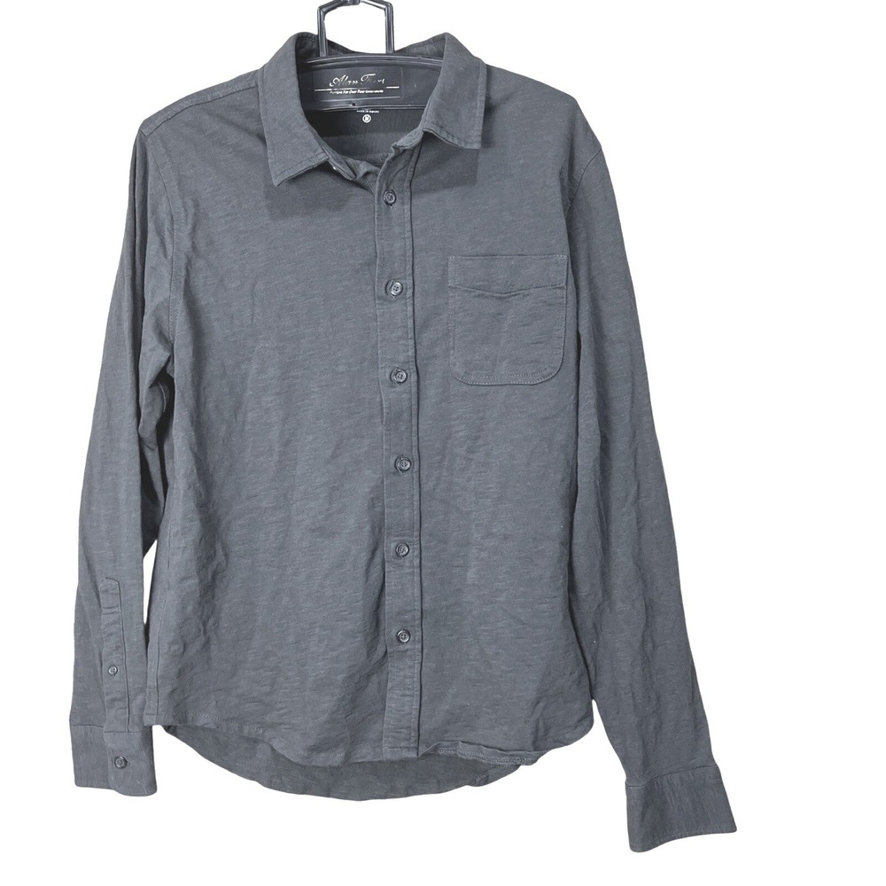 J. Crew Mens Button Down Shirt Sz M Slate Gray 100% Cotton Knit Slub Casual Work
